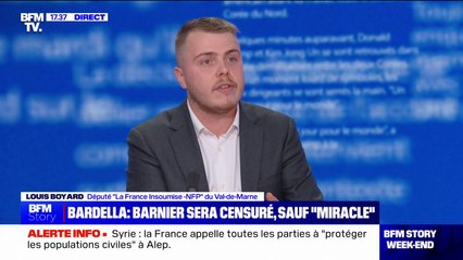 Censure de l'exécutif: Louis Boyard (NFP) affirme que "la fin de cette situation, c'est le départ de Macron"