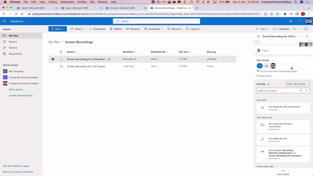 How to USE Microsoft Stream for Office 365 On a Mac - Tutorial 13 - Video Details - Basic Tutorial