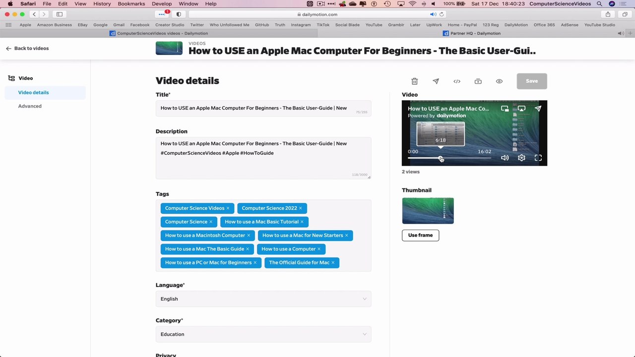 How to CHANGE Your Video Thumbnail Frame on Dailymotion - Basic Tutorial | New