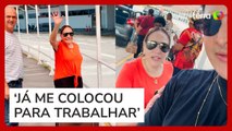 Susana Vieira coloca influencer para carregar mala após ser 'tietada' em aeroporto no RJ