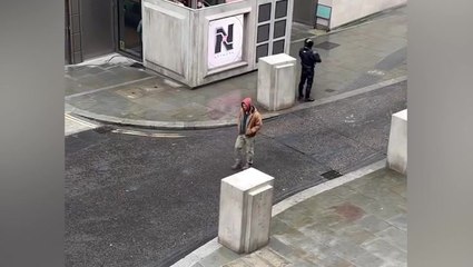 Glen Powell spotted filming Edgar Wright’s The Running Man in central London