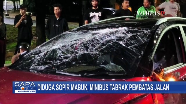 Minibus Tabrak Beton Pembatas Bus TransJakarta, Diduga Pengemudi Mabuk