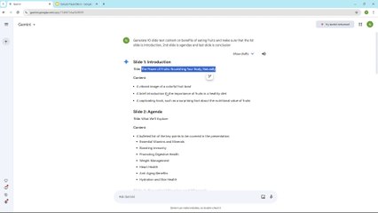 Google Gemini Course Section 10 Generating Slide Text Contents
