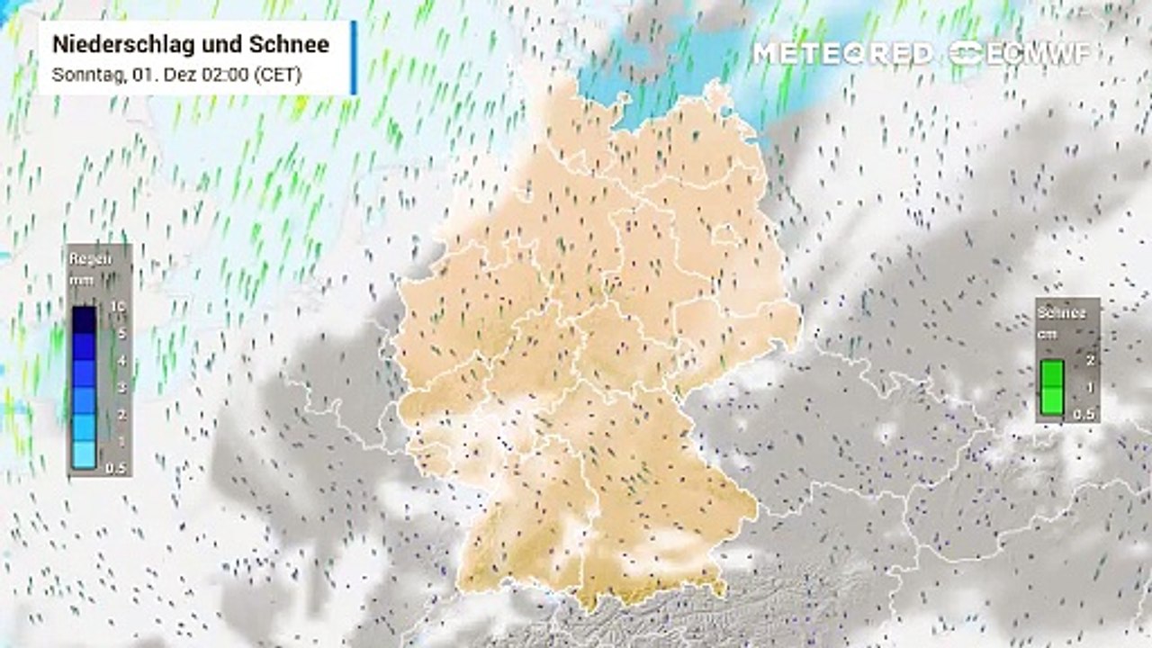 In der Nacht auf Montag (2. Dezember) ziehen im Westen Regenwolken auf. Diese könnten Glätte bringen.