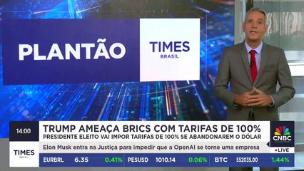 Trump ameaça taxar em 100% países do Brics, caso grupo não use o dólar | PLANTÃO TIMES BRASIL