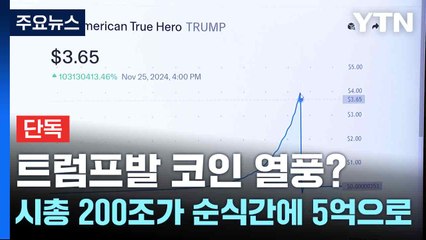 [단독] 트럼프발 코인 열풍?...시총 200조가 몇 분 만에 5억으로 / YTN