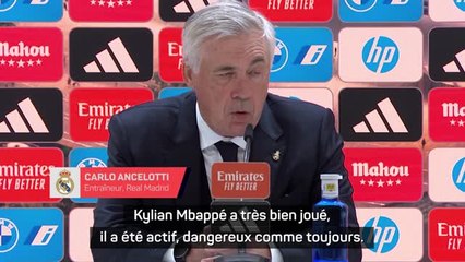 Real Madrid - Ancelotti : "Mbappé a très bien joué, il a été dangereux comme toujours"