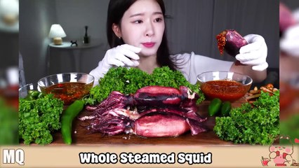SATISFYING WHOLE STEAMED SQUID😋🦑 | MUKBANGER VS. FOOD