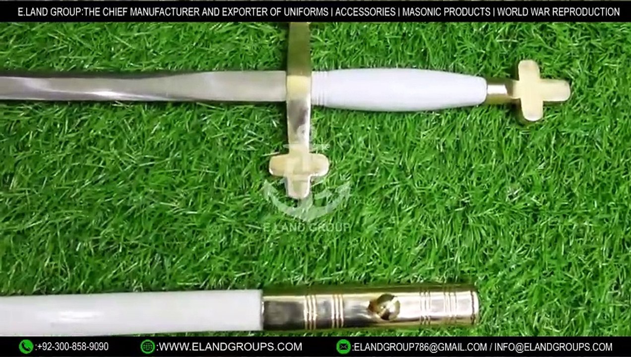 White Masonic Swords, Knights Templar Commandery Sword - with White Hilt and White