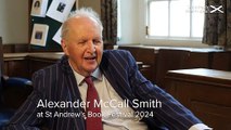 Sir Alexander McCall Smith speaking at the St Andrew's Book Festival 2024