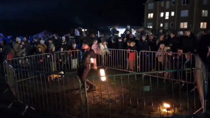 fire spinning at Newquay Christmas lights switch on 2024