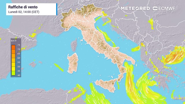 Venti in intensificazione nei prossimi giorni
