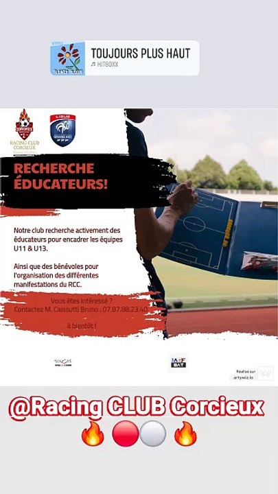 Le Racing Club Corcieux Recrute : Éducateurs U11 et U13 / Bénévoles  / Arbitres.