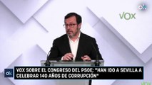 Vox sobre el Congreso del PSOE «Han ido a Sevilla a celebrar 140 años de corrupción»