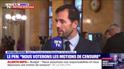 Mathieu Lefèvre (Ensemble): "Ces motions de censure sont absolument irresponsables (...) À mon avis, les Français ne veulent pas du chaos"
