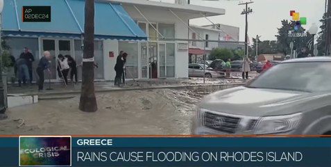 Uninterrupted rainfall on Rhodes Island causes flooding