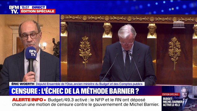 Menace de censure de Michel Barnier: C'est évidemment un chaos , estime Éric Woerth (Ensemble)