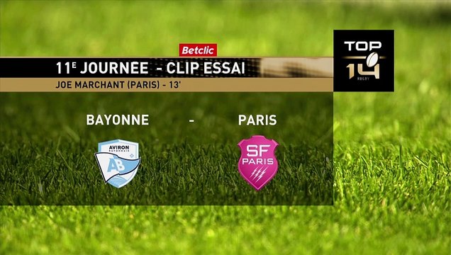 TOP 14 - Essai de Joe MARCHANT (SFP) - Aviron Bayonnais - Stade Français Paris