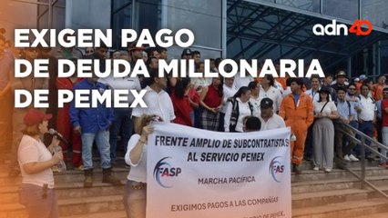 Exigen a PEMEX pagar deuda de 400 mil MDP, realizan marcha en Villahermosa, Tabasco