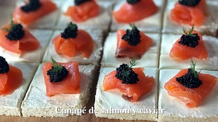 Canapé de salmón y caviar