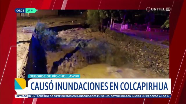Colcapirhua quedó bajo el agua tras el desborde del río Chijllawiri que afectó a varias zonas