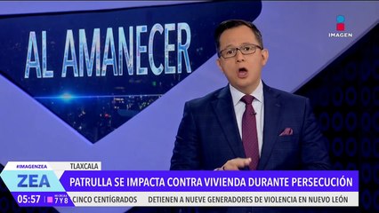 Patrulla se impacta contra una vivienda en Tlaxcala durante una persecución