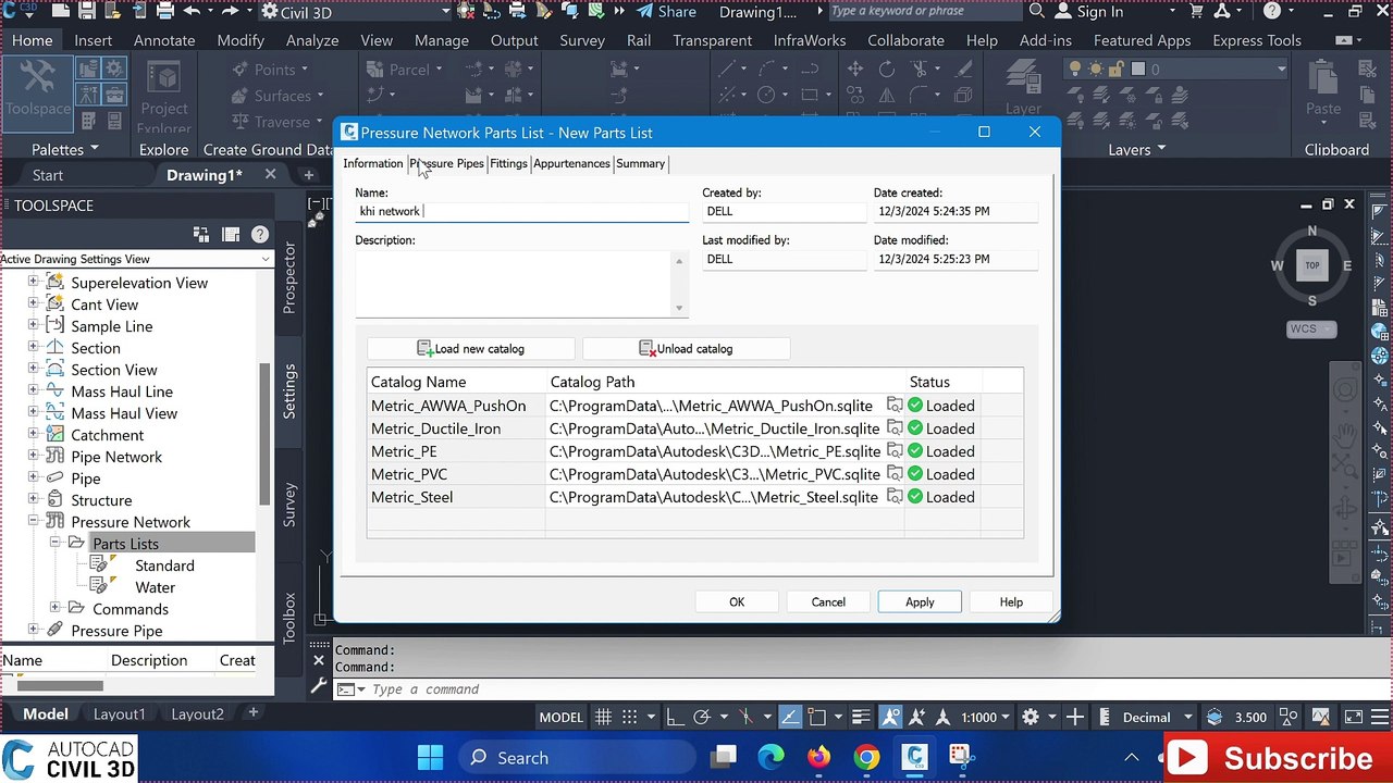 How to loading Catalog In AutoCAD #autocadcivil3d #civil3d