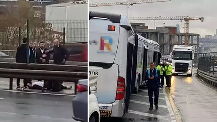 İstanbul’da akılalmaz kaza: Seyir halindeki metrobüsten yola düştü
