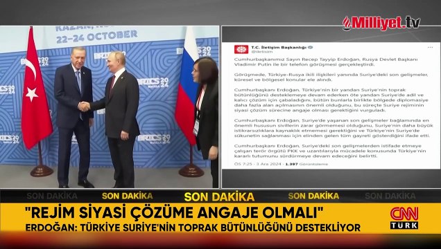 Cumhurbaşkanı Erdoğan Putin ile Suriye'yi görüştü