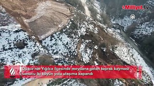 Düzce'de heyelan! 2 köy yolu ulaşıma kapandı