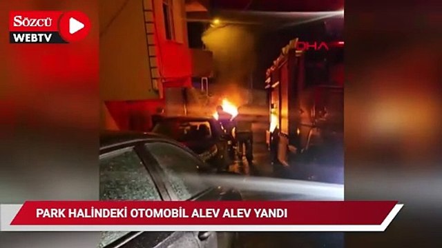 Sarıyer’de park halindeki otomobil alev alev yandı