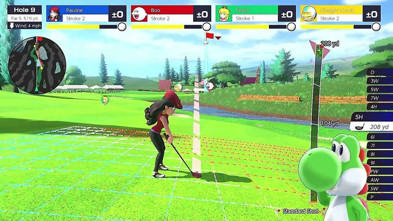 Mario Golf Super Rush Pauline vs Boo vs Peach vs Chargin Chuck in Bonny Greens