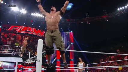 John Cena and AJ Lee kiss after Cena s victory over Dolph Ziggler_ Raw, Nov. 26, 2012