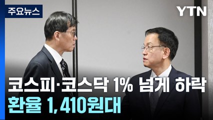 코스피·코스닥 1% 넘게 하락...환율 1,410원대 / YTN