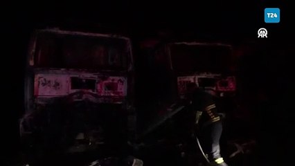 Tokat'ta taş ocağında yangın; iş makineleri küle döndü