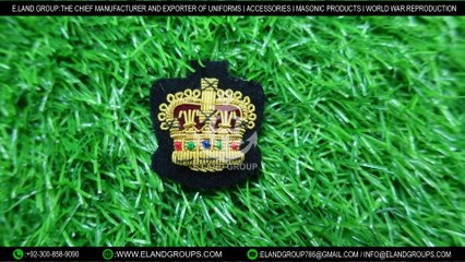 Embroidered Blazer Patches Handmade Gold Wire King Crown Badges,  Magnetic Sequin Ranks Crest Badges
