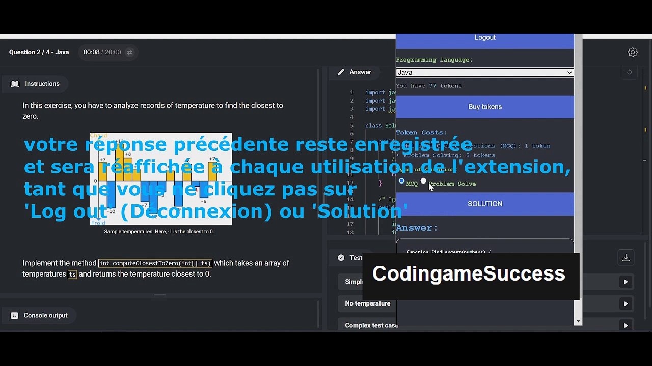 Solution pour tous les tests Codingame