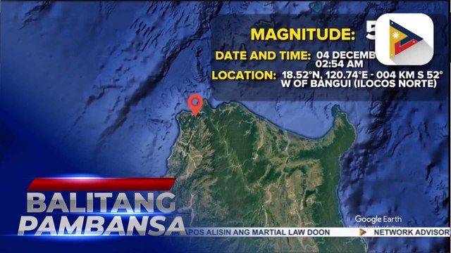 Ilang bahagi ng Northern Luzon, niyanig ng magnitude 5.7 na lindol kaninang madaling-araw