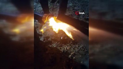 Ankara'da 185 metrereden çıkan su cayır cayır yandı