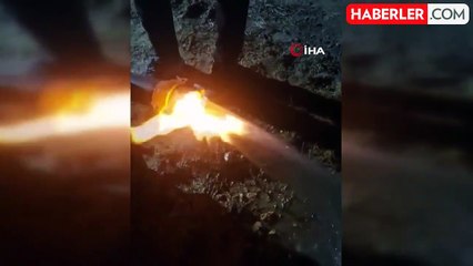 185 Metreden Çıkan Su Alev Alev Yandı