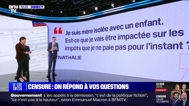 Est-ce que je vais être impactée sur les impôts que je ne paie pas pour l'instant? BFMTV répond à vos questions sur la motion de censure