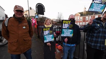 Teachers strike at Shrewsbury College, Welsh Bridge Campus over pay conditions.