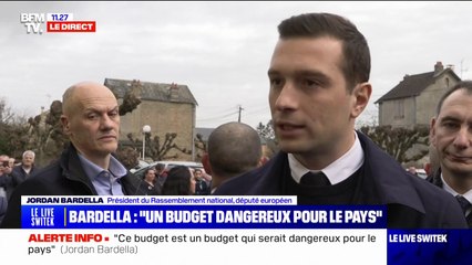 Jordan Bardella estime que le budget de Michel Barnier est "dangereux pour le pays"