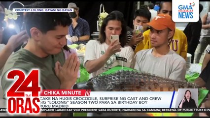 Cake na hugis crocodile, surprise ng cast and crew ng "Lolong" season two para sa birthday boy Ruru Madrid | 24 Oras