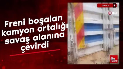Isparta'da freni boşalan kamyon mahalle arasına daldı