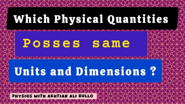 Which physical quantities posses same units and dimensions_Names of physical quantities having same units and dimensions