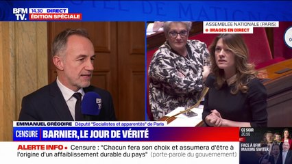 Emmanuel Grégoire, député PS: "Il y a aucune raison qu'on recule sur le vote de la censure" du gouvernement Barnier