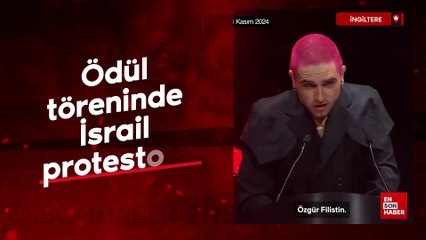 Ödül töreninde İsrail protestosu: Carlos O'Connell "Özgür Filistin" dedi