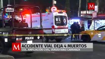 Accidente en Río Churubusco y Zaragoza deja 4 muertos y 6 heridos