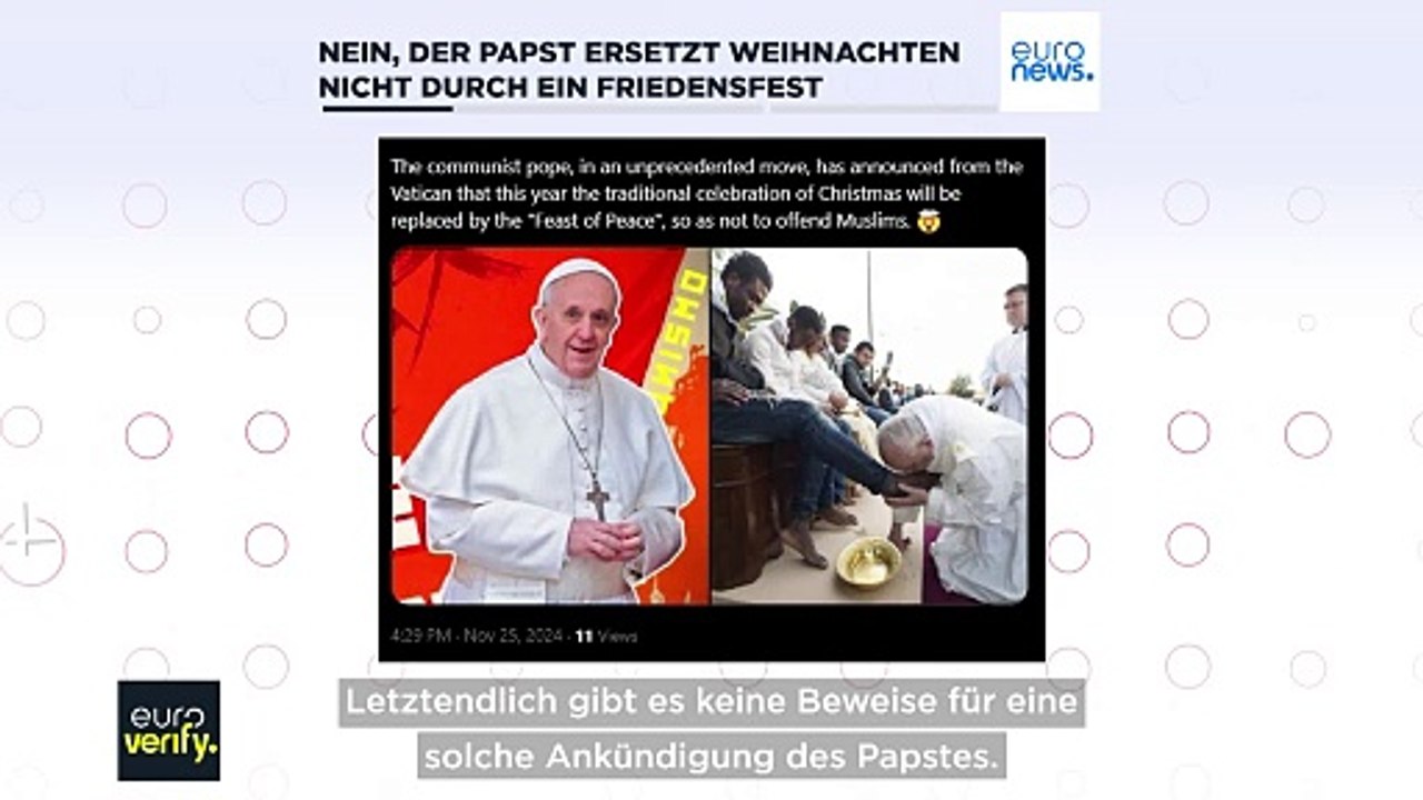 Faktencheck: Will Papst Franziskus Weihnachten durch ein Friedensfest ersetzen?